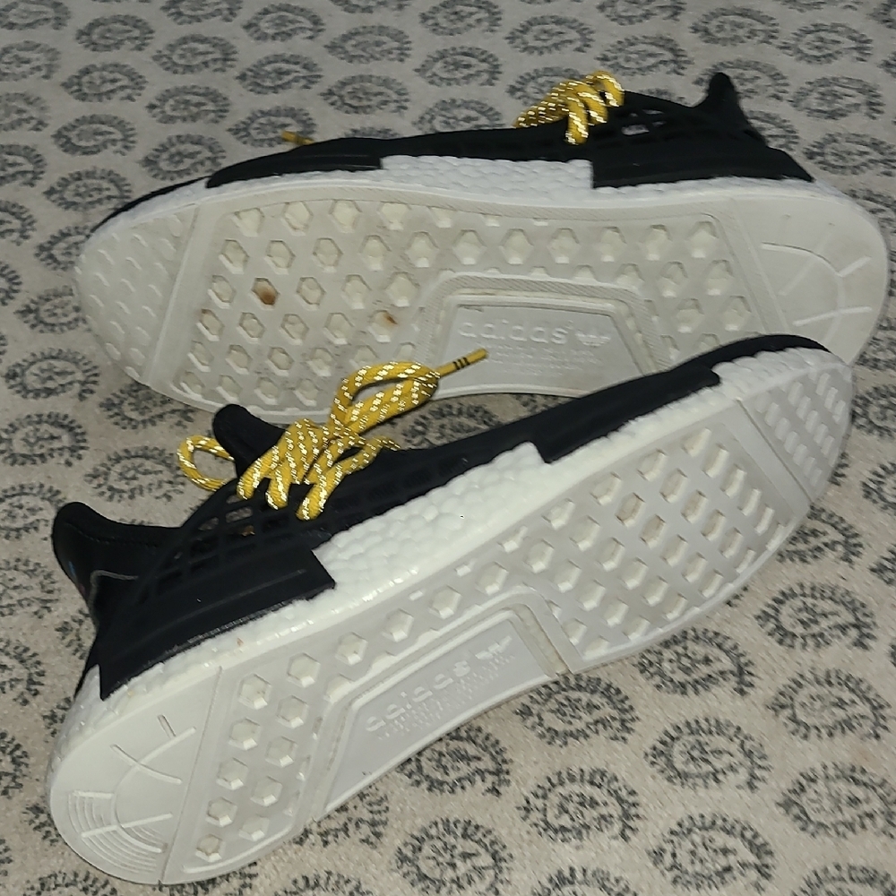 adidas Pharrell Wlliams Human Species Black Sneakers with Yellow Accents - Picture 8 of 9